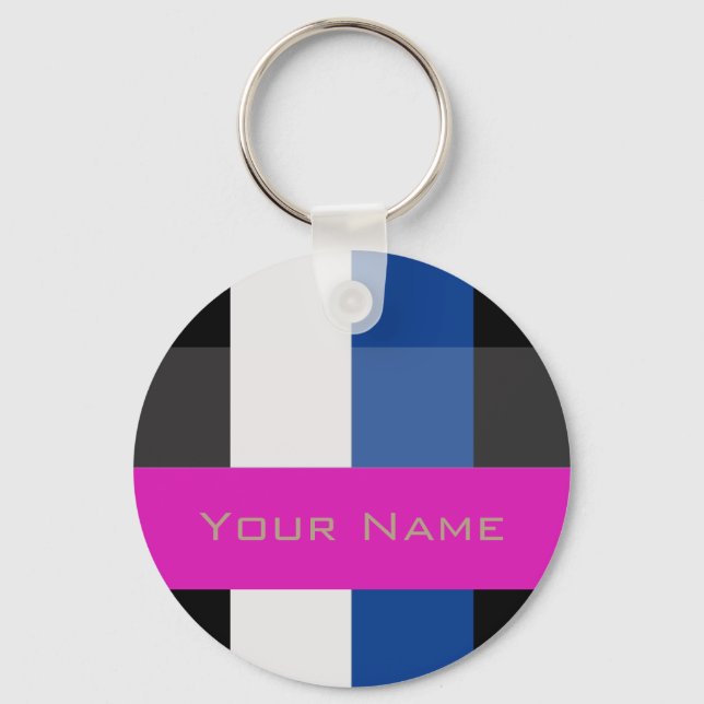 Colourful Bold Stripes Key Ring (Front)
