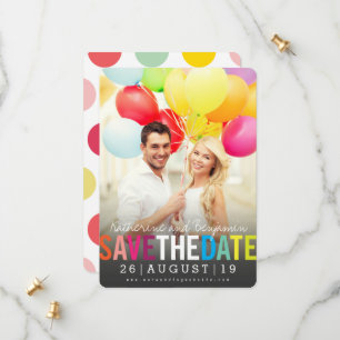 Colourful Bold Text Modern Summer Rainbow Photo Save The Date