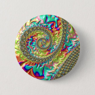 Colourful Bold Vibrant Groovy Trippy Fractal Spira 6 Cm Round Badge