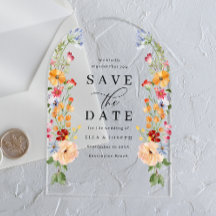 Colourful Bold Wildflower Wedding Save The Date