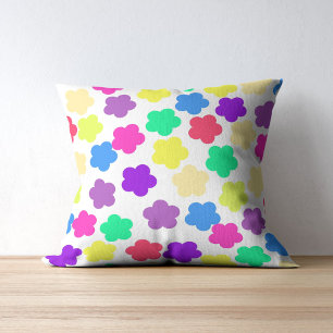 Colourful Bold Y2K Wildflower Vibrant Colours Spri Cushion