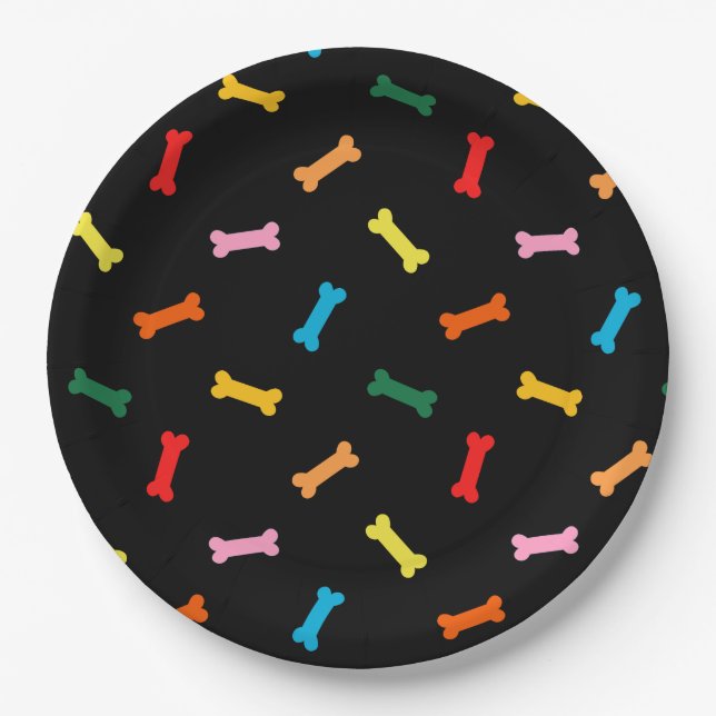 Colourful Bones Dog Biscuits Party Plates For Dogs (Front)