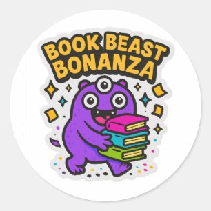Colourful Book Monster Sticker – Fun Book Lover 