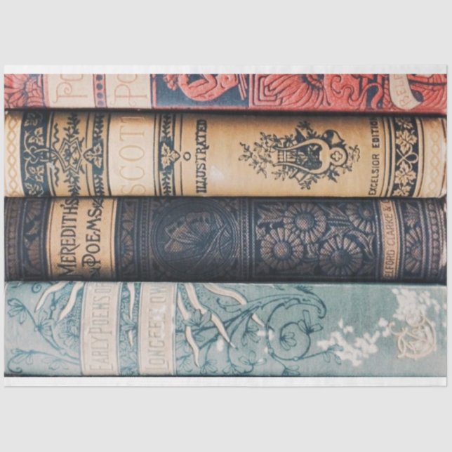 Colourful Book Spine Junk Journal Decoupage Paper (Front)