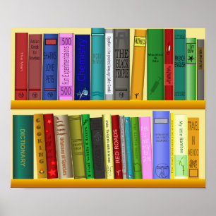 Colourful books classroom or library kid's room poster