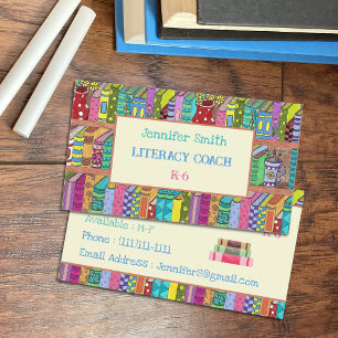 Colourful Books Literacy Coach Business Cards
