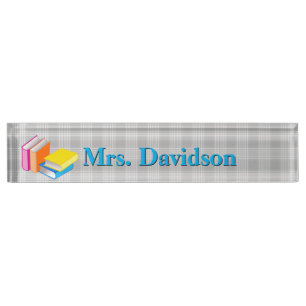 Colourful Books Teacher's Custom Desk Nameplate