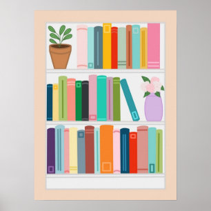 Colourful Bookshelf Poster