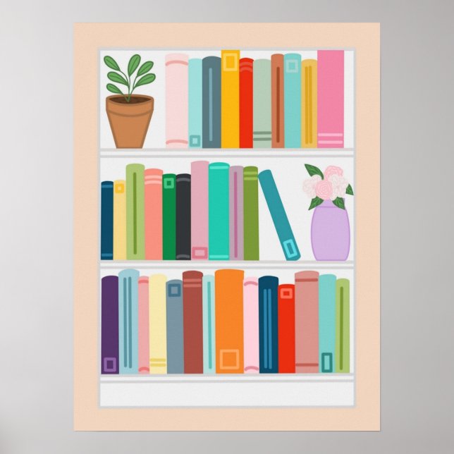 Colourful Bookshelf Poster (Front)