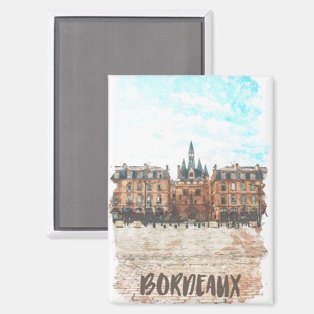 Colourful Bordeaux France Place de la Bourse Trave Magnet (Front/Back)