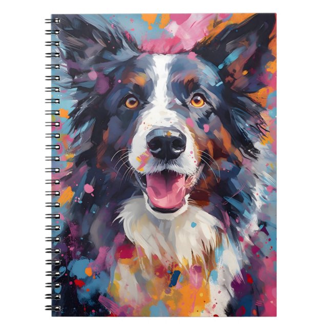 Colourful Border Collie Notebook (Front)