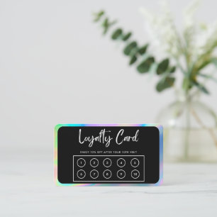 Colourful Border Faux Holographic Loyalty Card