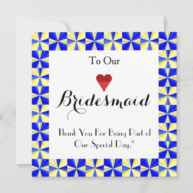 Colourful Border For Being My Bridesmaid Thank You Invitation (Front)