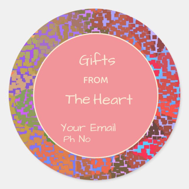 Colourful border with Peach Centre Gift Sticker (Front)