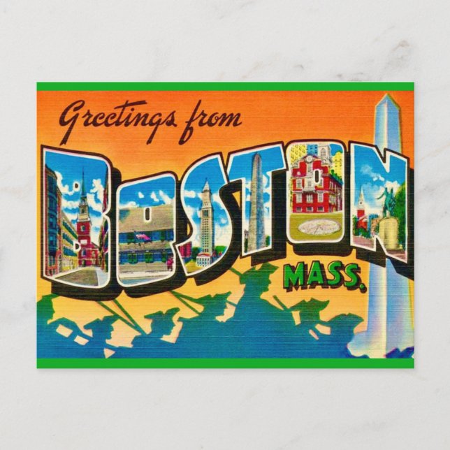 Colourful Boston Greeting Postcard (Front)