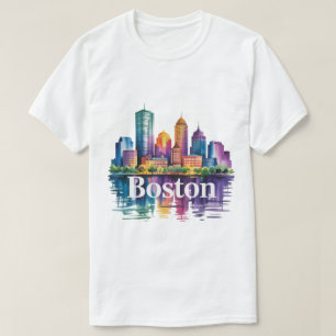 Colourful Boston Skyline T-Shirt