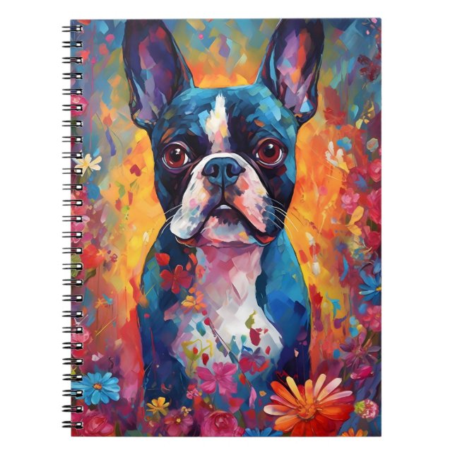 Colourful Boston Terrier Notebook (Front)