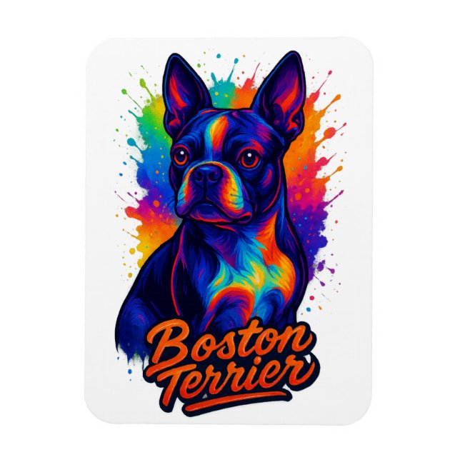 Colourful Boston Terrier Pop Art Portrait Magnet (Vertical)