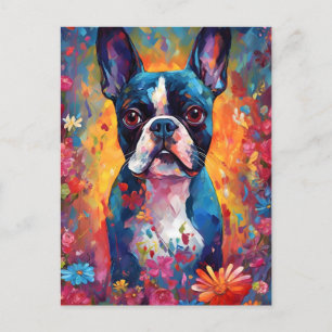 Colourful Boston Terrier Postcard