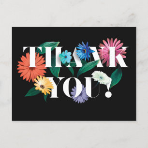 Colourful Botanic Wedding Thank You Postcards V01