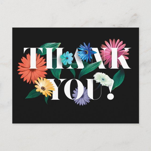 Colourful Botanic Wedding Thank You Postcards V01 (Front)