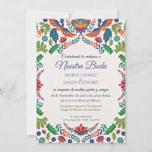 Colourful Botanical Aesthetic Boda Spanish Wedding Invitation