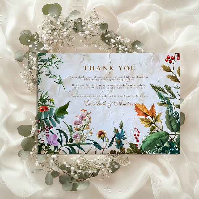 Colourful Botanical Berry Wedding Thank You Card (Creator Uploaded)
