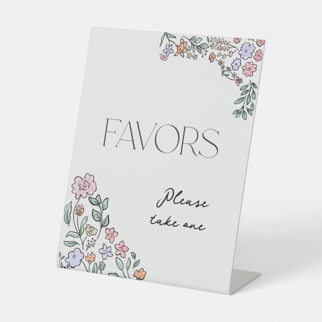 Colourful Botanical Bridal Shower Favours Sign (Front)