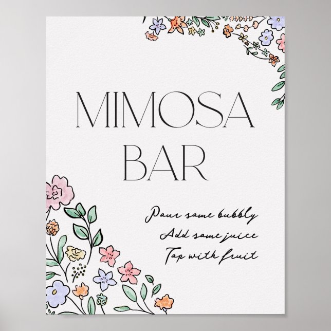 Colourful Botanical Bridal Shower Mimosa Sign (Front)