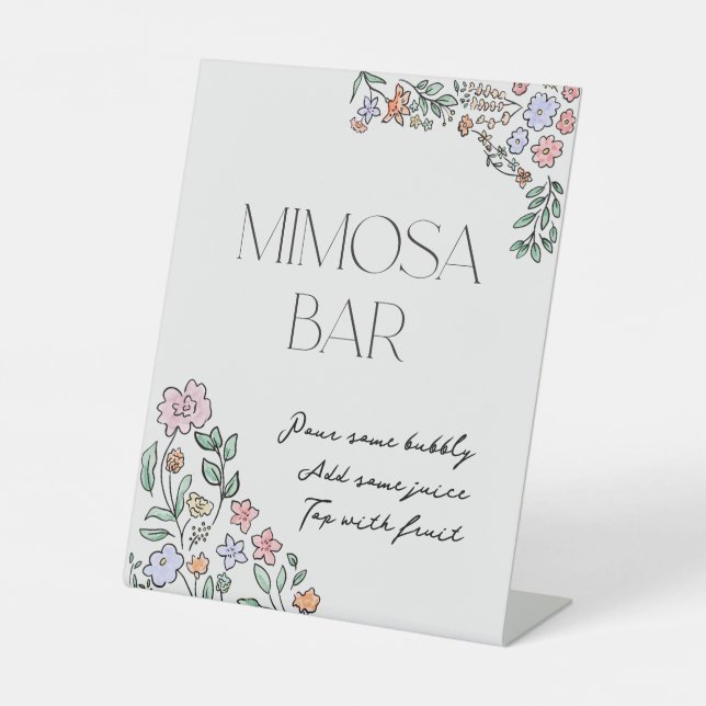 Colourful Botanical Bridal Shower Mimosa Sign (Front)