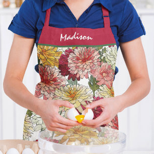 Colourful Botanical Custom Name Gift Apron