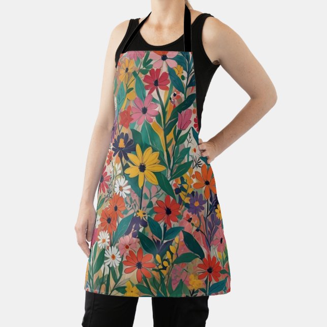Colourful Botanical Floral Wall Art Apron (Insitu)