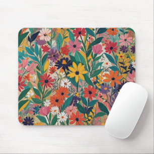 Colourful Botanical Floral Wall Art Mouse Mat