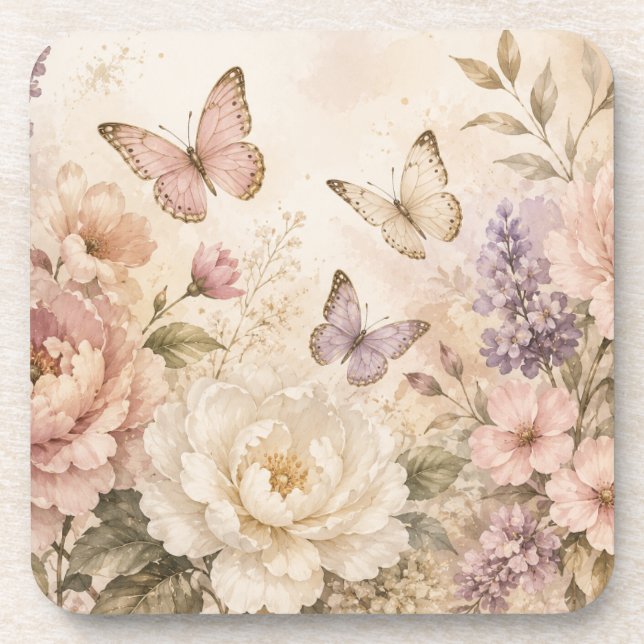Colourful Botanical Garden Drink Coasters (Front)