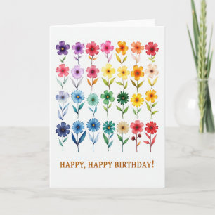 Colourful Botanical Grid Card