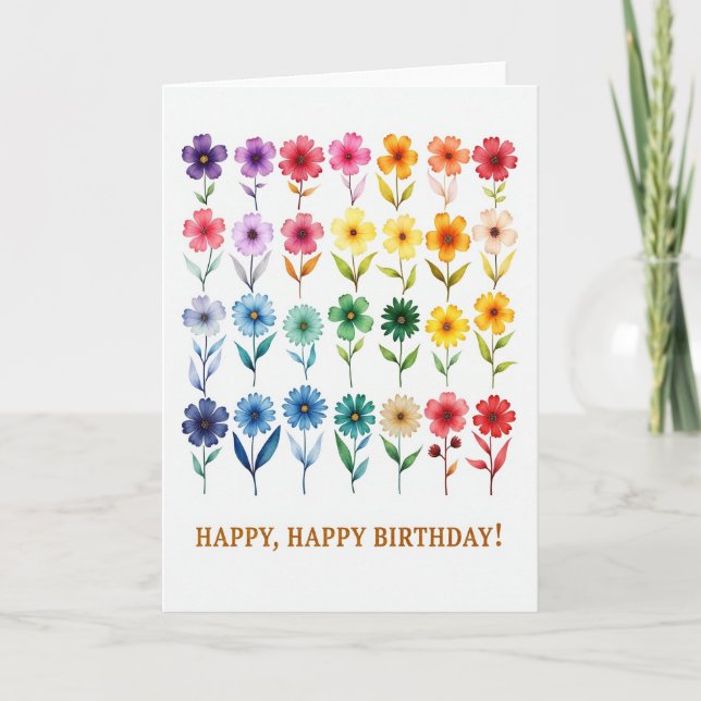 Colourful Botanical Grid Card (Front)