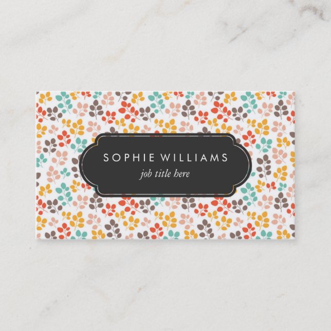 Colourful Botanical Leaf Business Card (Front)