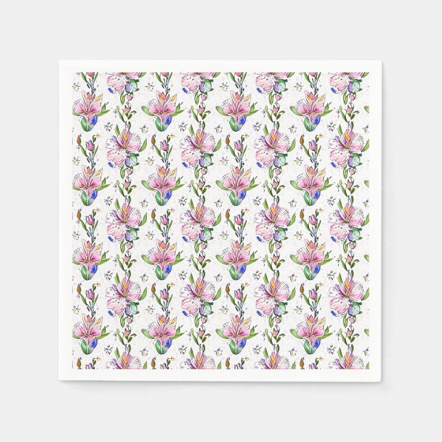Colourful Botanical Pattern - Artistic Flora  Napkin (Front)