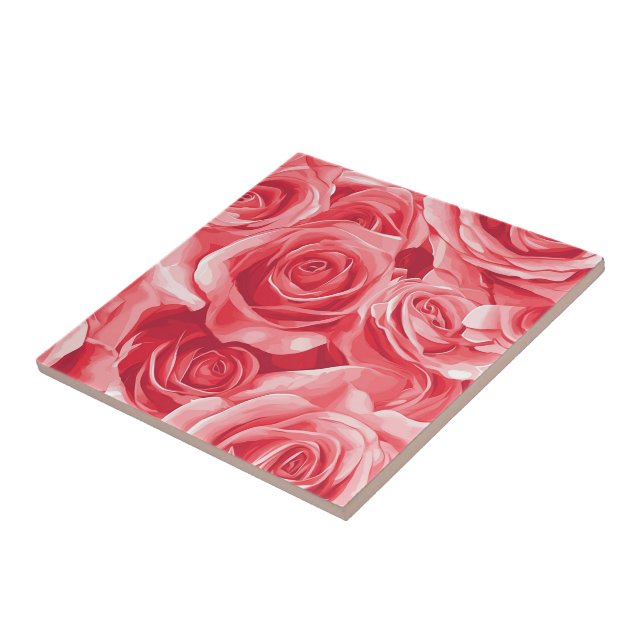 Colourful Botanical Rose Tiles  For Cosy Interior (Side)