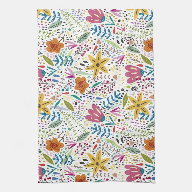 Colourful Botanical Tea Towel (Vertical)