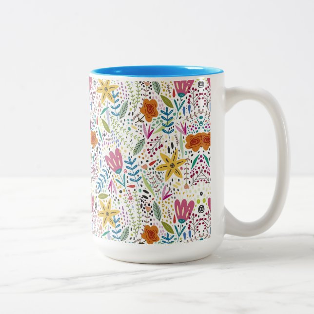 Colourful Botanical Two-Tone Coffee Mug (Right)