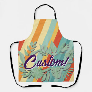 Colourful botanical vibrant text design apron