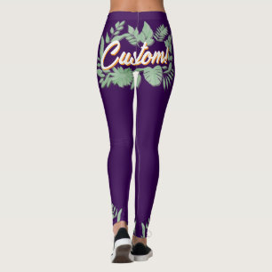 Colourful botanical vibrant text design leggings