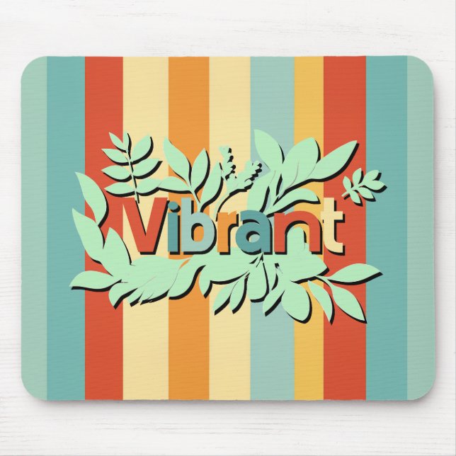 Colourful botanical vibrant text design mouse mat (Front)