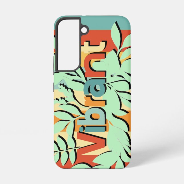 Colourful botanical vibrant text design samsung galaxy s22 case (Back)
