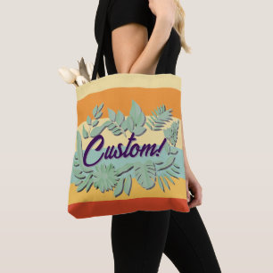 Colourful botanical vibrant text design tote bag