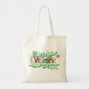 Colourful botanical vibrant text design tote bag