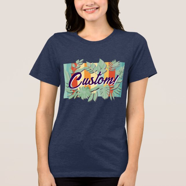 Colourful botanical vibrant text design Tri-Blend shirt (Front)