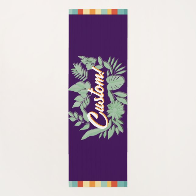 Colourful botanical vibrant text design yoga mat (Back)