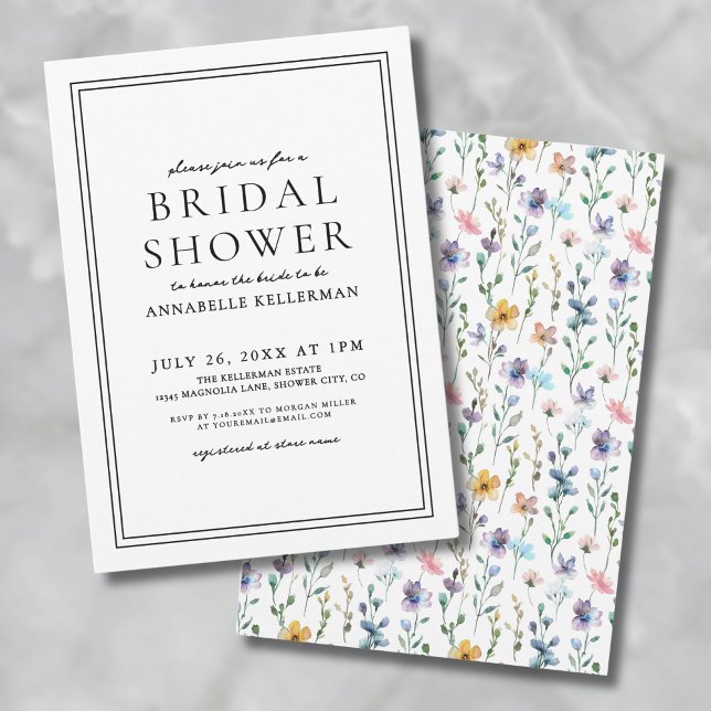 Colourful Botanical Wildflower Bridal Shower Invitation (Colorful Botanical Wildflower Bridal Shower Invitation)